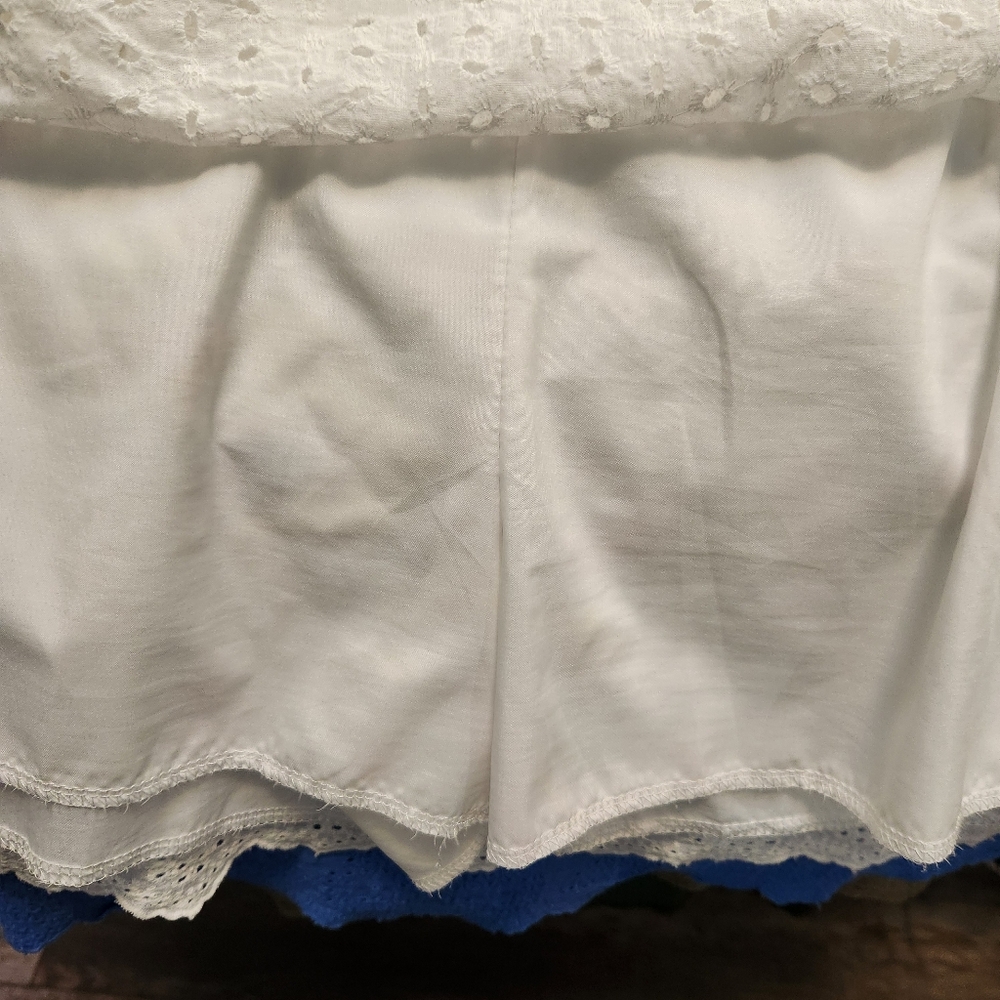 White Eyelet Sleeveless Sun Dress With Built In Shorts And Pockets - Picture 7 of 11